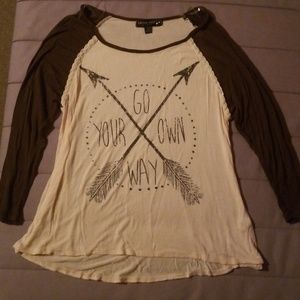 "go your own way" shirt w/ embellishment